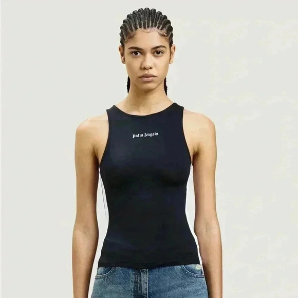 NWT Palm Angels TRAINING TRACK TANK TOP Black White S - Picture 1 of 10